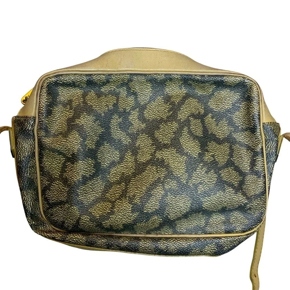 Vintage YSL giraffe embossed shoulder bag brown tan